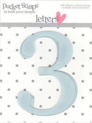 Heidi Grace - Inspire Me - Plastic Number Stickers 3 - 2/pk  (sold in 3's)